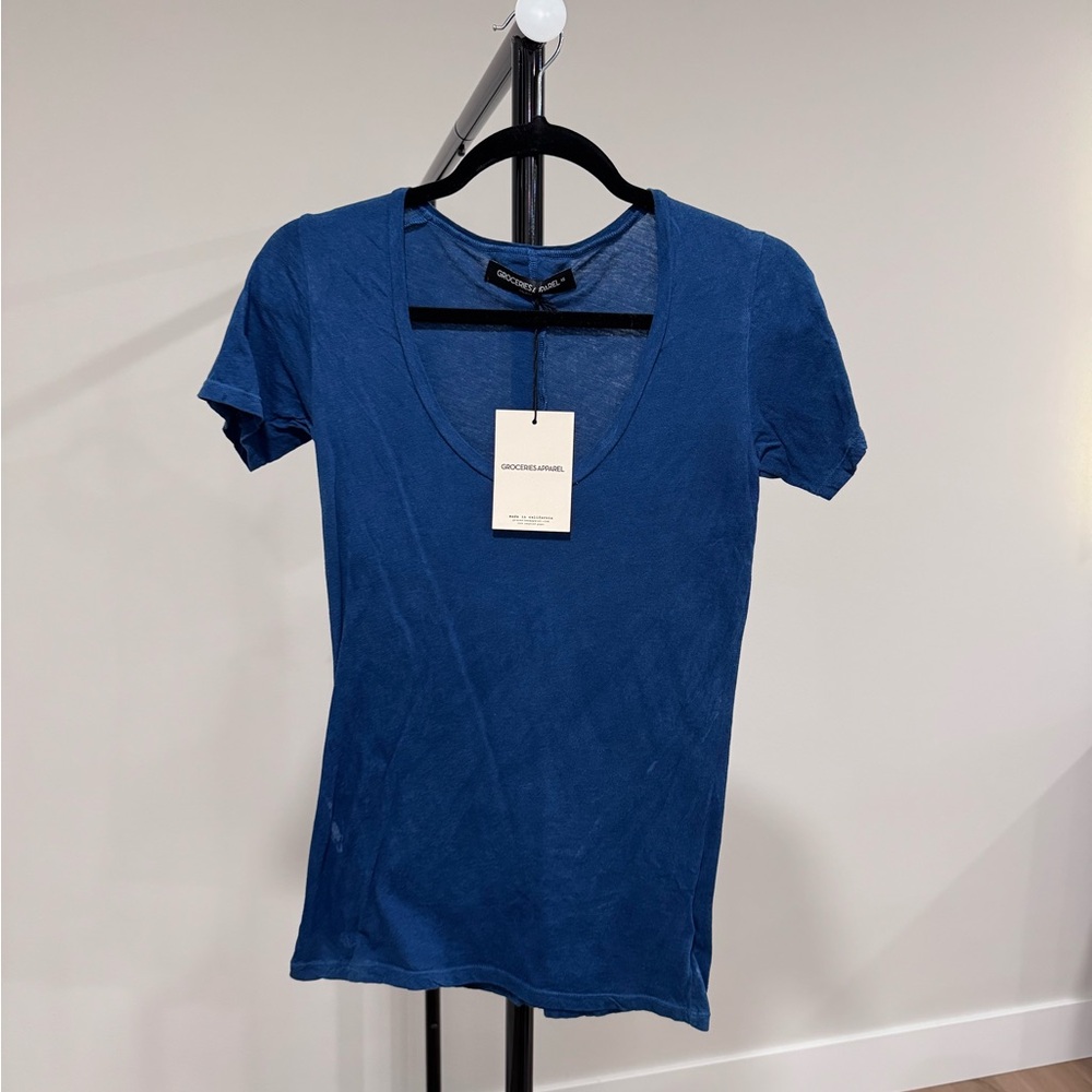 NWT Groceries Apparel Scoop Neck Short Sleeve Tee, Royal Blue